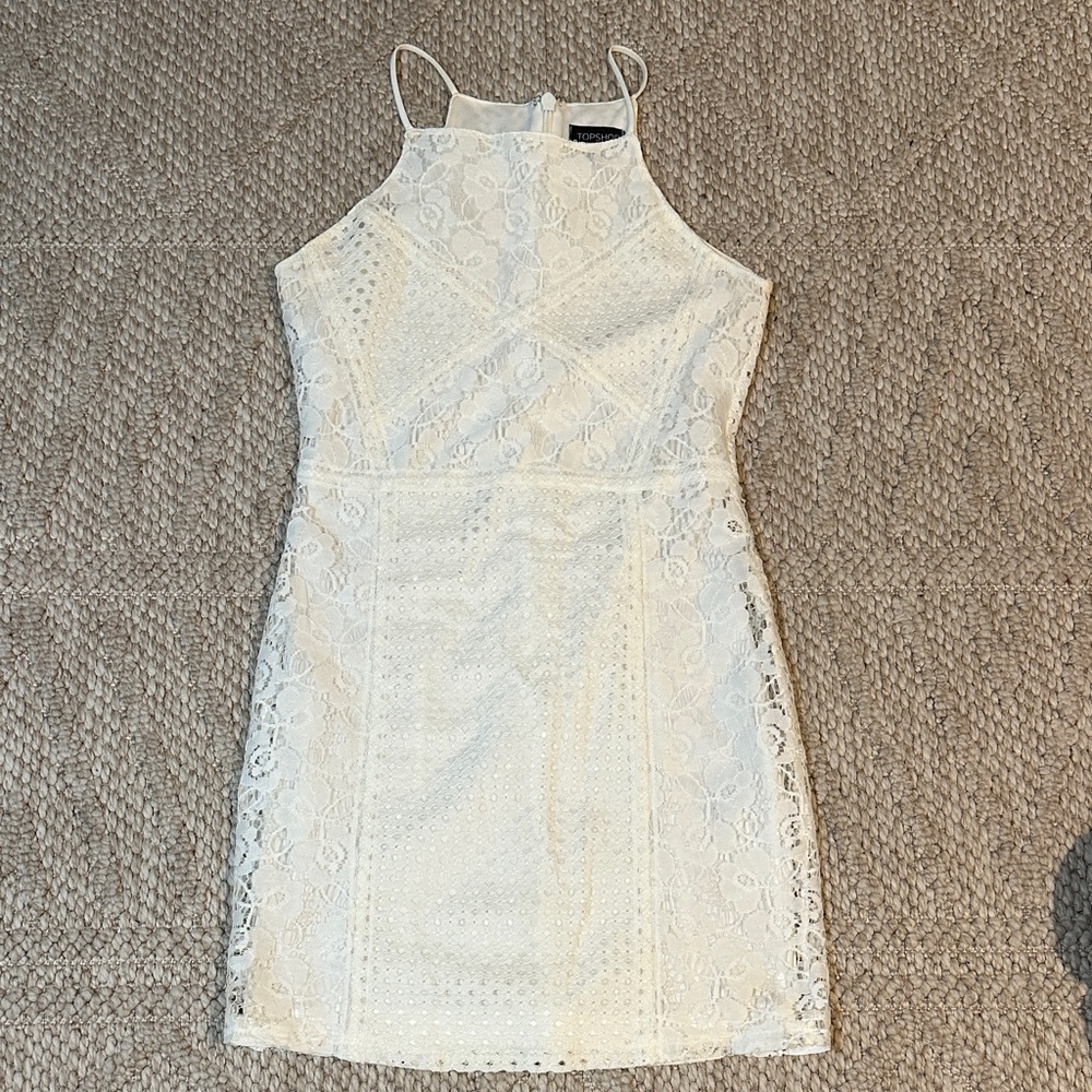 TOPSHOP White Lace Mini Dress
